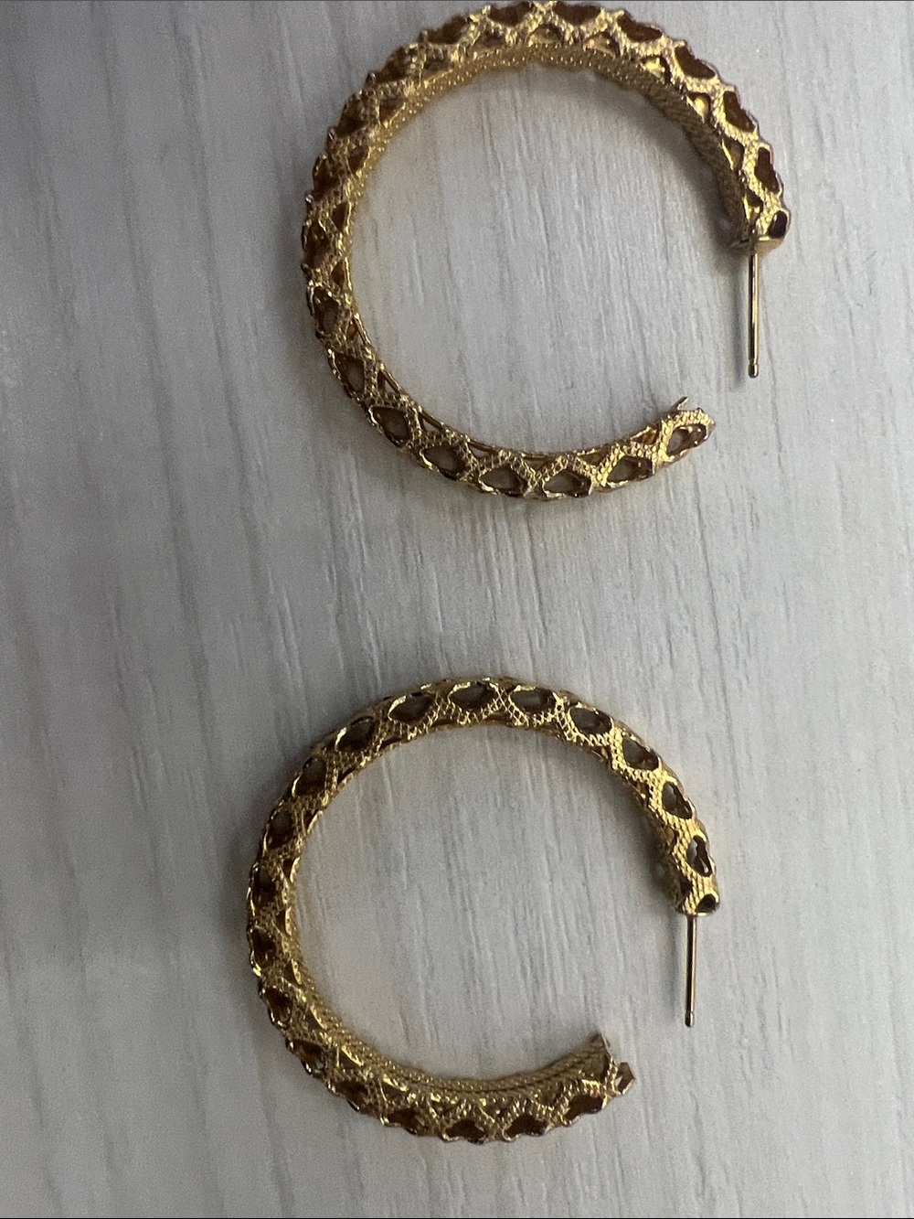 Gold Textured Hoop Earrings - Women Jewelry